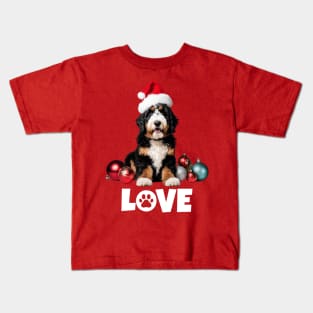 Christmas Bernedoodle LOVE Kids T-Shirt